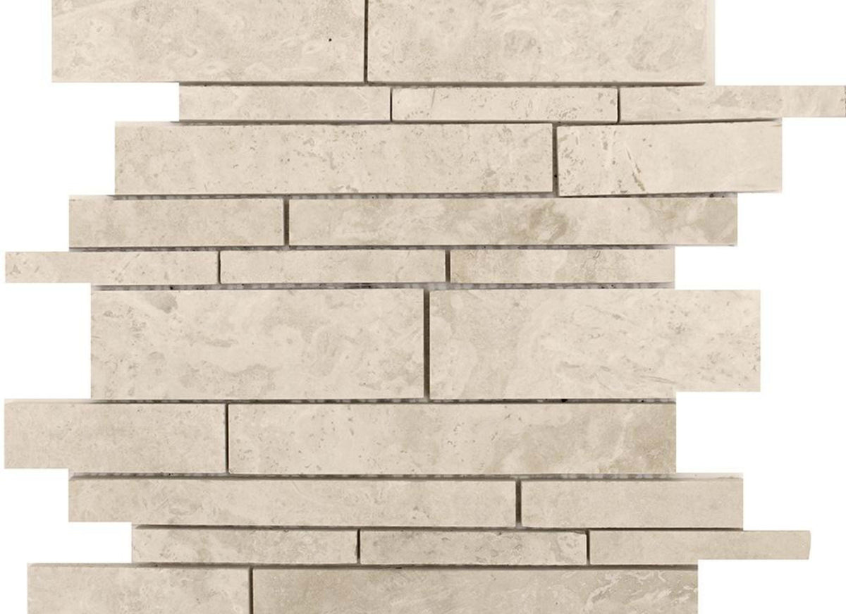 Crema in Honed & Filled Tile Random Linear Mosaic