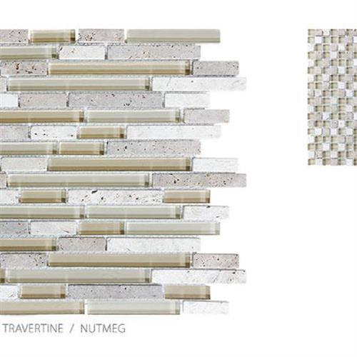 Stone, Glass, Travertine in Nutmeg - Random Strip Glass Tile
