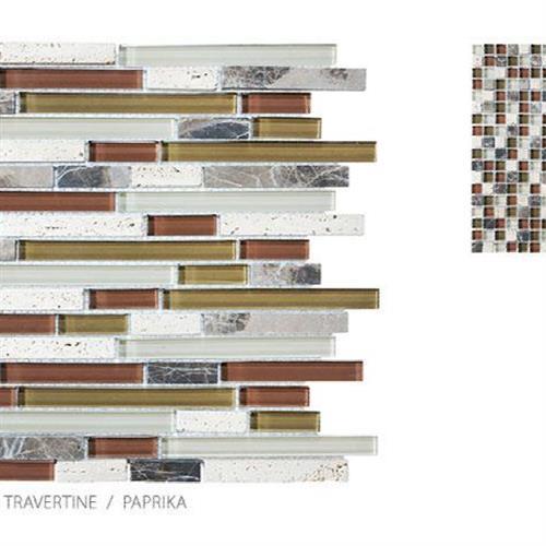 Stone, Glass, Travertine in Paprika - Mosaic Glass Tile