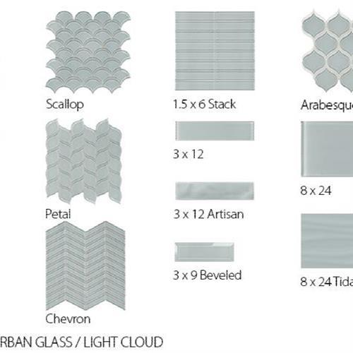Translucent Urban Glass in Light Cloud - Random Strip Glass Tile