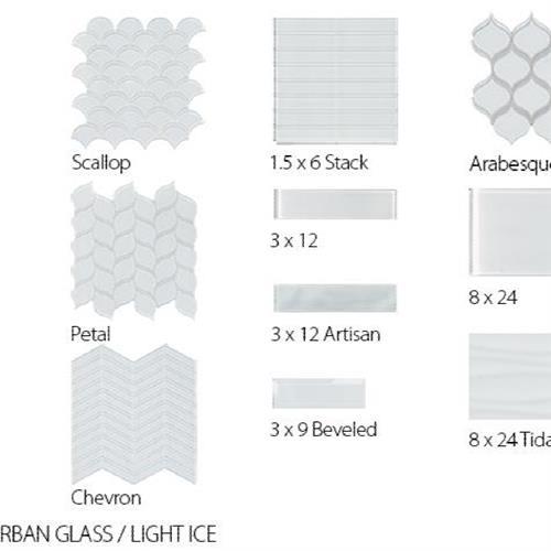 Translucent Urban Glass in Light Ice - Brick Glass Tile