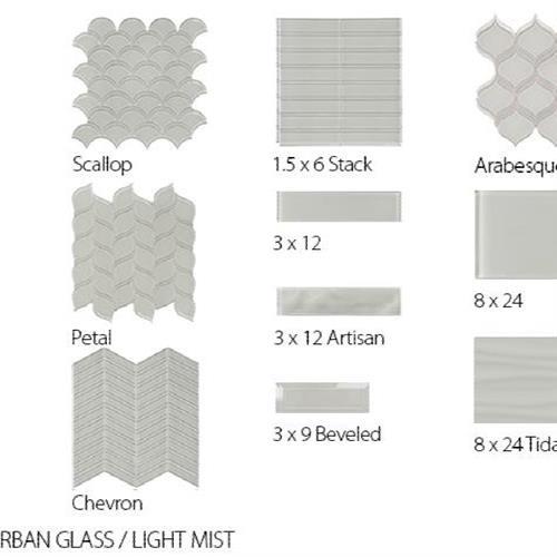 Translucent Urban Glass in Light Mist - Penny Glass Tile