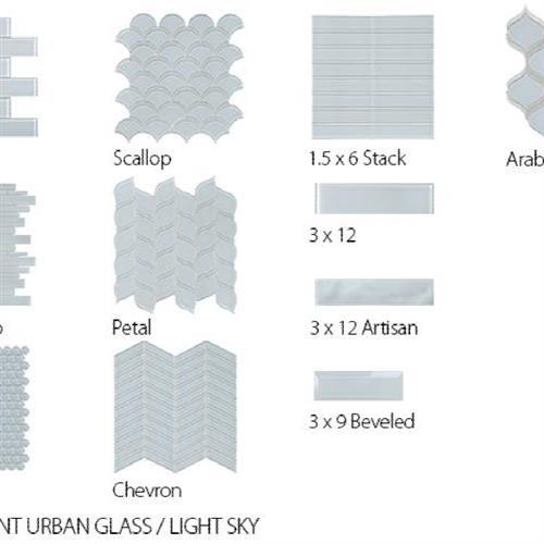 Translucent Urban Glass in Light Sky - Arabesque Glass Tile