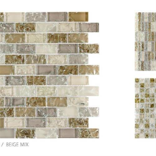 Crackle Glass in Beige Mix - 1x2 Mosaic Glass Tile
