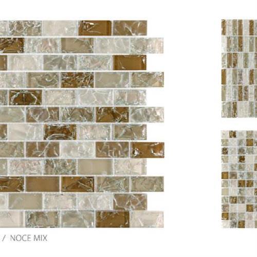Crackle Glass in Noce Mix - 1x2 Mosaic Glass Tile