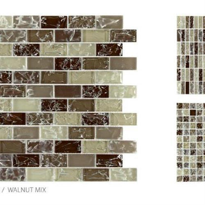 Crackle Glass in Walnut Mix - 1x1 Mosaic Glass Tile