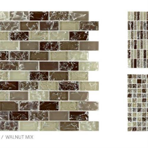 Crackle Glass in Walnut Mix - 1x2 Mosaic Glass Tile