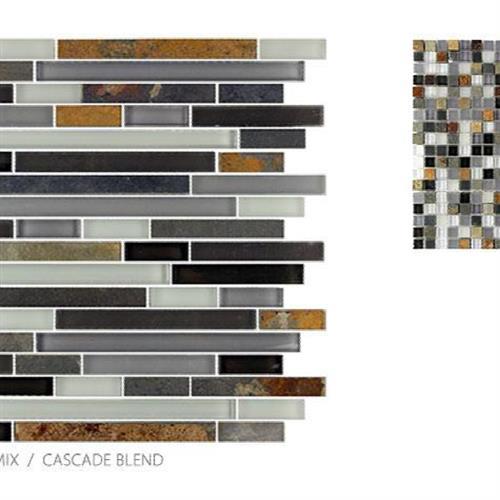 Glass & Slate in Cascade Blend - Strip Glass Tile