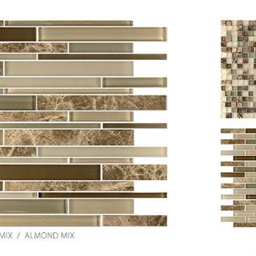 Glass & Stone in Almond - Mosaic Glass Tile