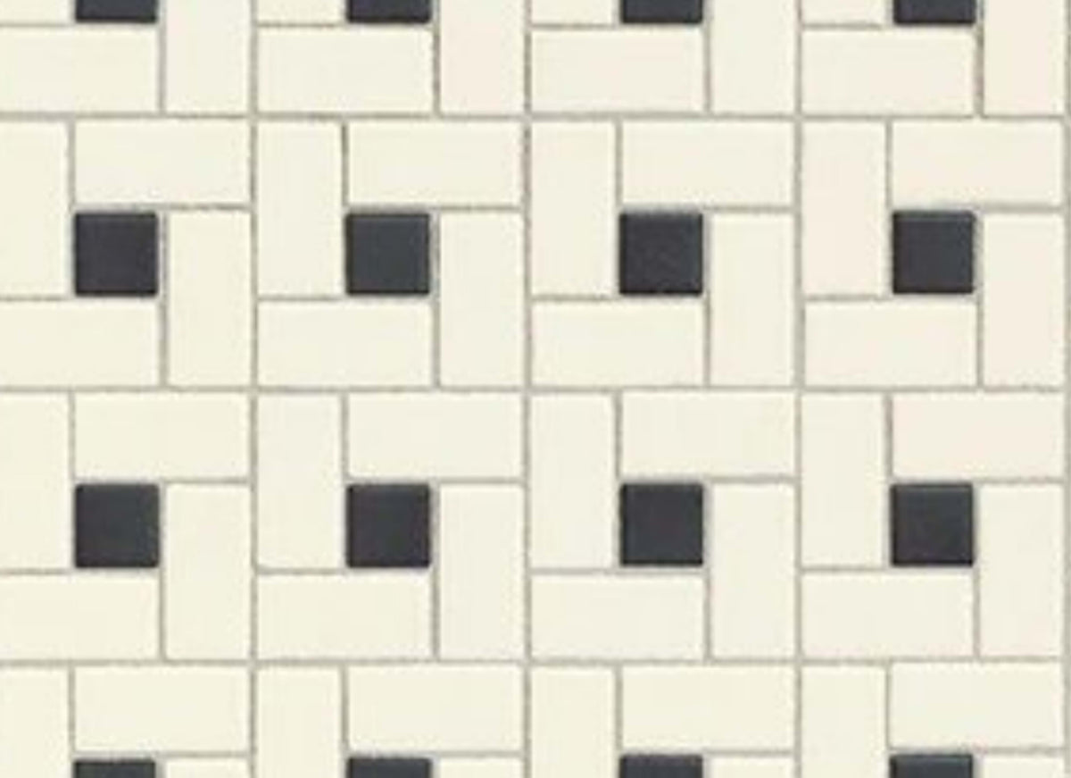 Unglazed Mosaics in Biscuit/Black Dot Windmill