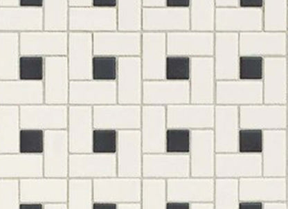 Unglazed Mosaics in Ice White/Black Penny Rounds Rosette