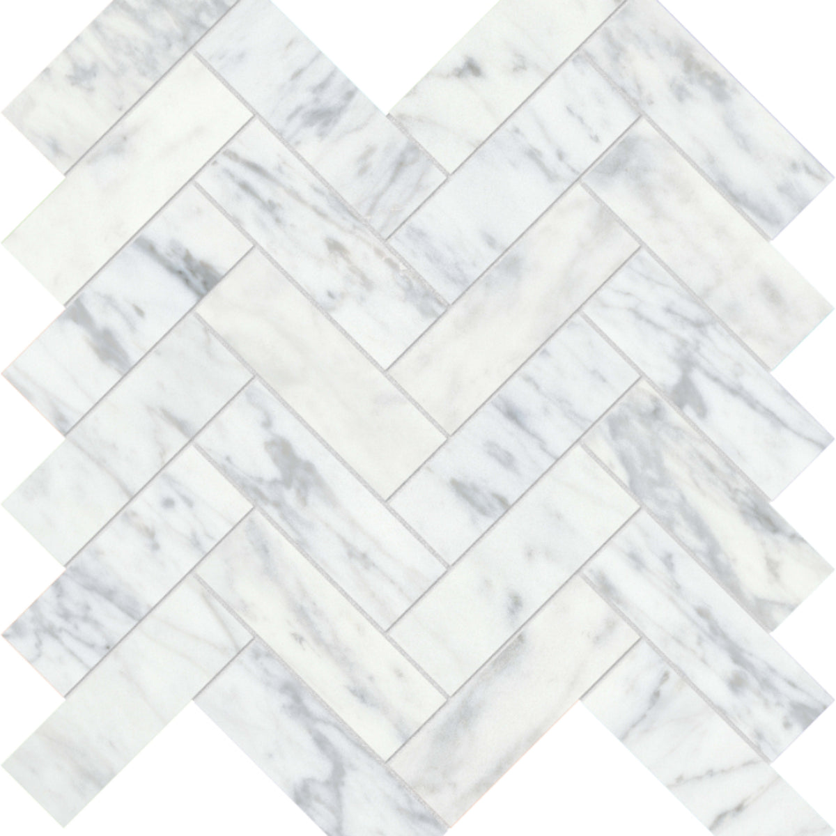 Virtue Bianco in Herringbone Mosaic Honed Natural Stone