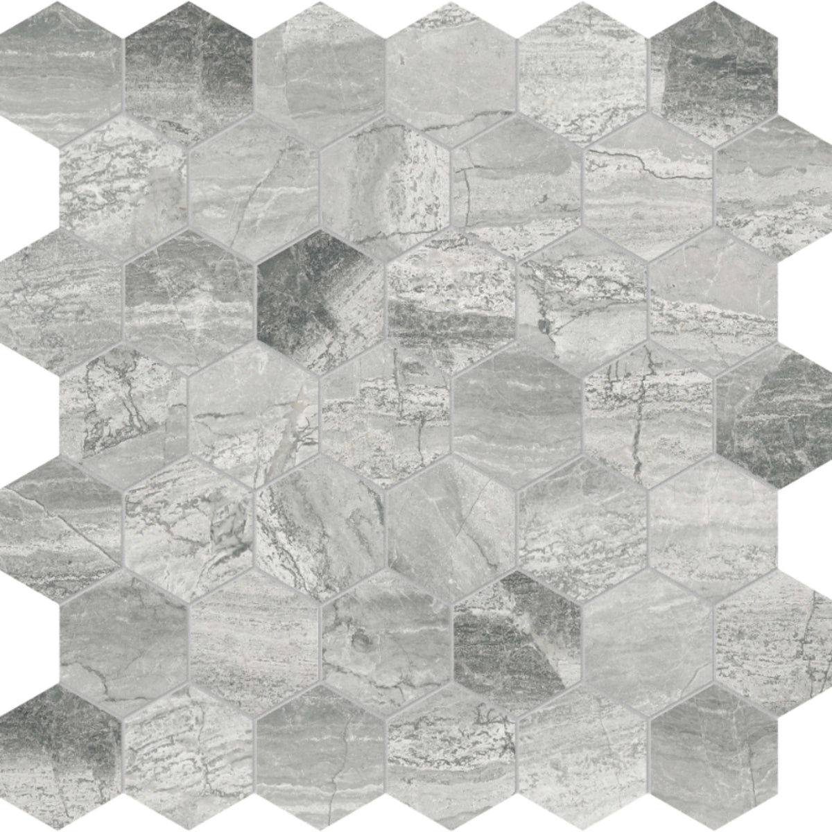 Volcana Notte in Hexagon Mosaic Honed Natural Stone