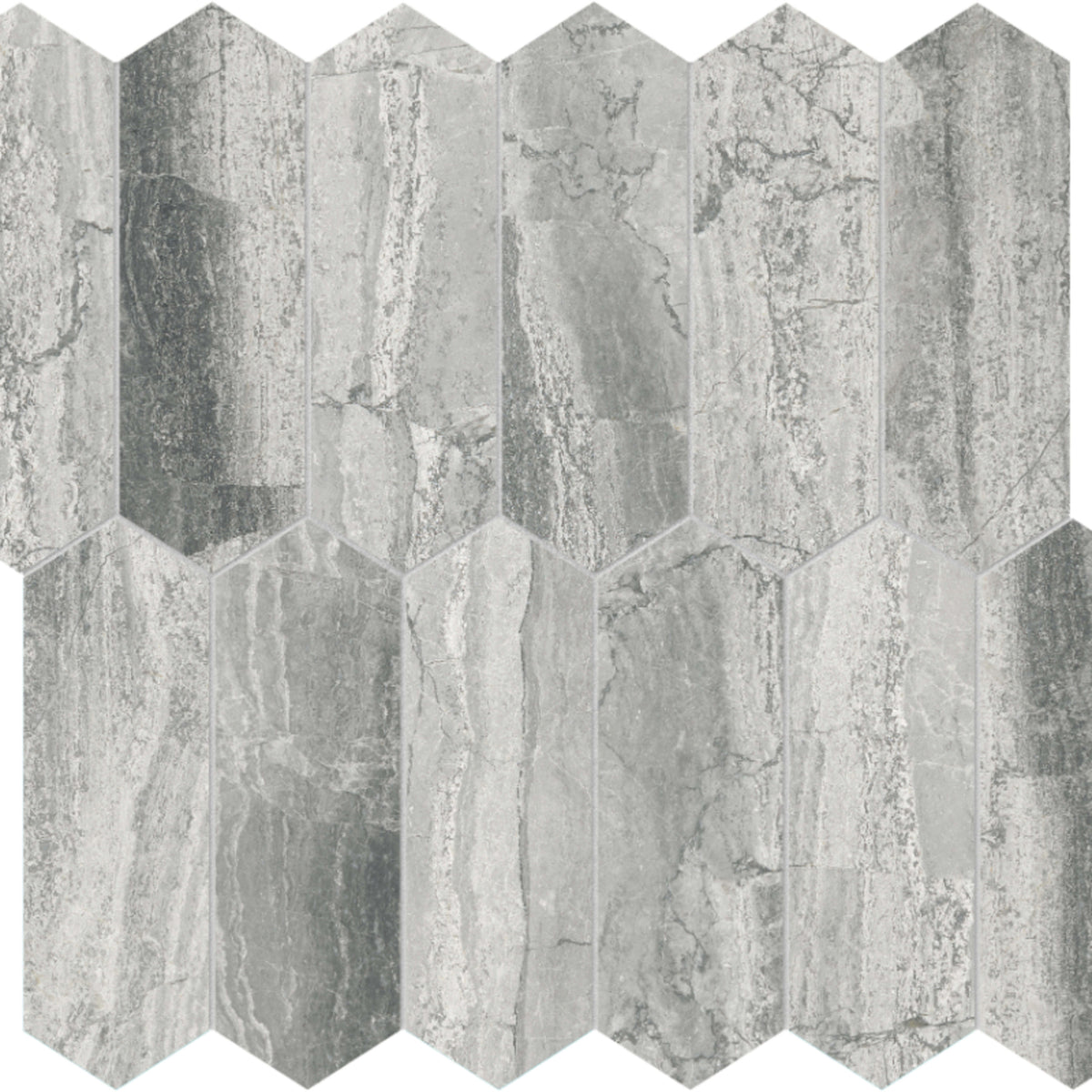 Volcana Notte in Picket Mosaic Honed Natural Stone