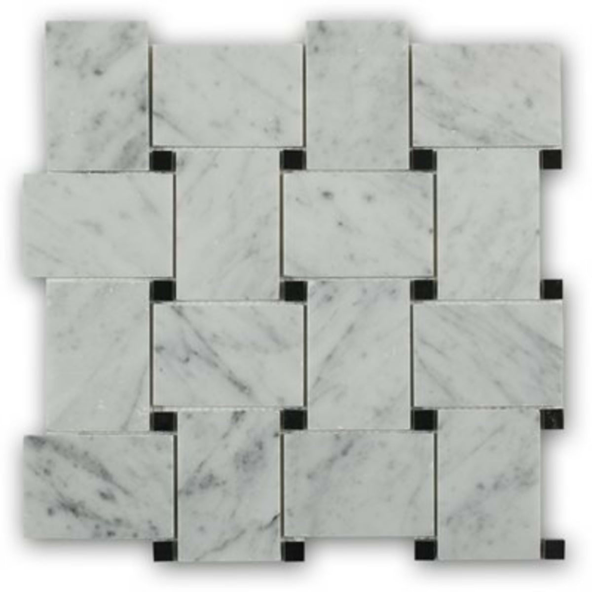 Wide Weave in White Carrara With Black Dot Natural Stone