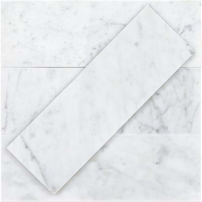 White Carrara in White Carrara 4x12 Polished Natural Stone