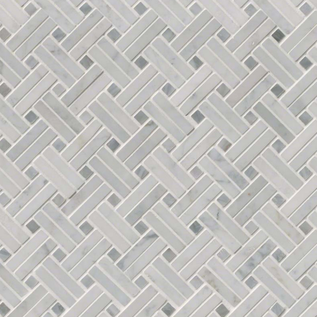 Carrara White in Carrara White - Basketweave Polished Natural Stone