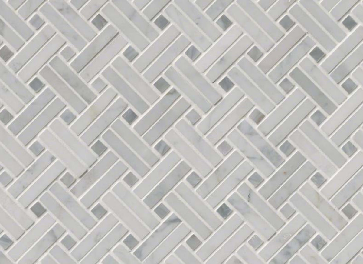 Carrara White in Carrara White - Basketweave Polished