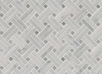 Carrara White in Carrara White - Basketweave Polished