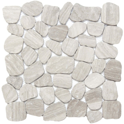 Cultura in Cream 12" X 12" Pebble On Mesh Natural Stone
