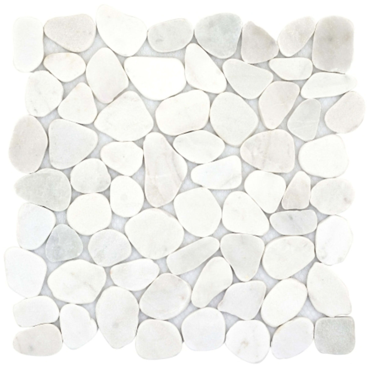 Cultura in White 12" X 12" Pebble On Mesh Natural Stone