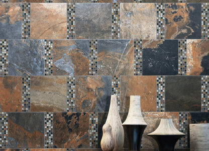 Bliss in Waterfall 12x12 Random Strip Mosaics