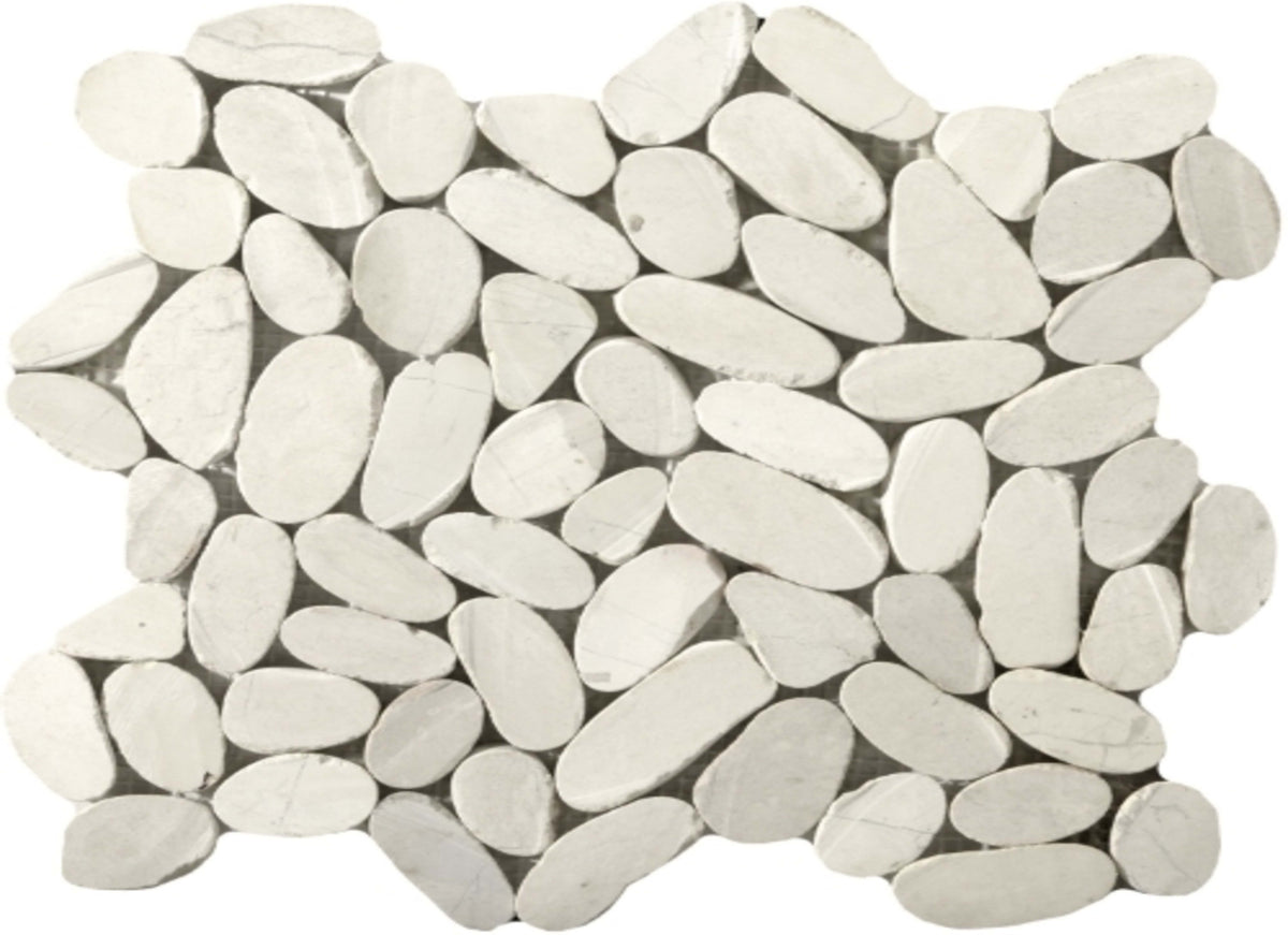 Venetian Pebbles in Ivory 12" X 12" Flat Pebbles