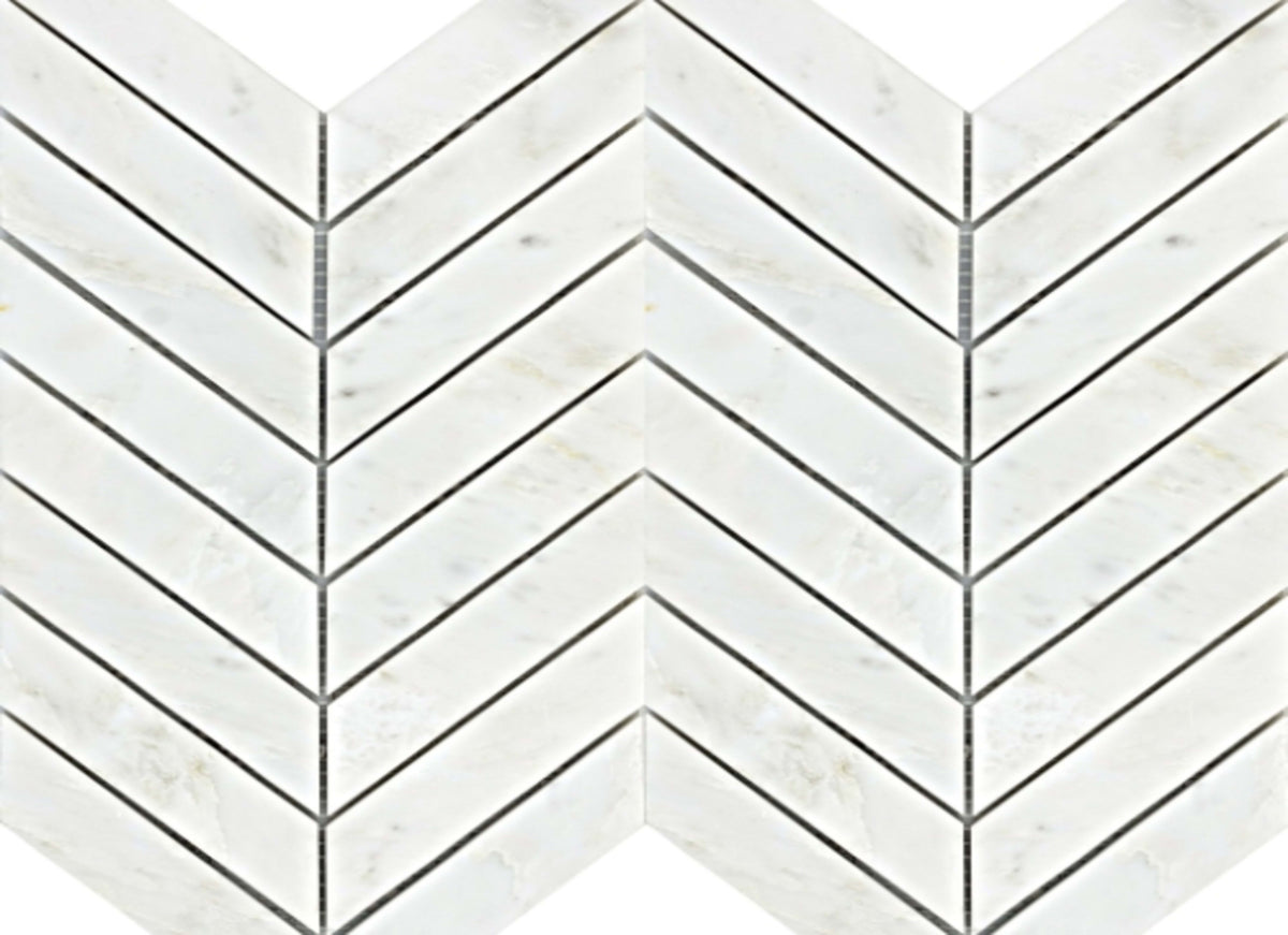 Marble Winter Frost in Winter Frost Chevron Mosaic - Mesh Mosaic