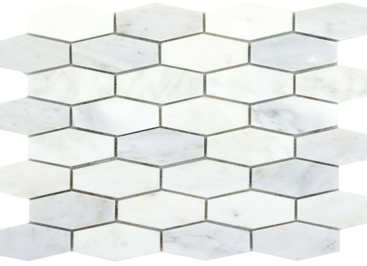 Marble Winter Frost in Winter Frost Hexagon Wide Mosaic - Mesh Mosaic